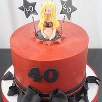 40th Birthday Cake in Red and Black