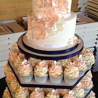 Flower Cascade wedding cupcake tower