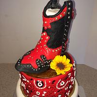 Country "50" Boot-Day Cake