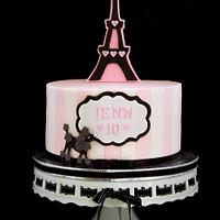 Pink and Black Paris Themed Cake