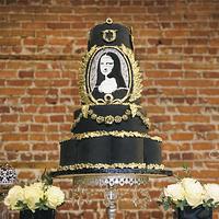 Mona Lisa Cake black  & gold  wedding cake 