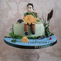 Carp fishing theme birthday cake 