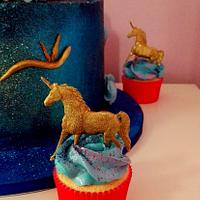 Galaxy unicorn cake