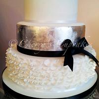 Silver Ruffle Wedding Cake