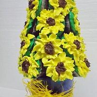 Sunflower Cupcake Topiary