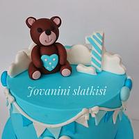 Teddy bear blue cake