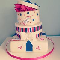 Royal Blue and Hot Pink Parcel Wedding Cake