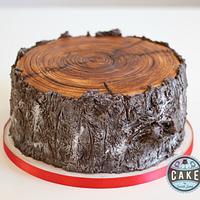 Tree Trunk Cake with Wafer Paper Chrysanthemums 