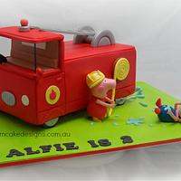 Peppa Pig (&George) Fire Truck Cake