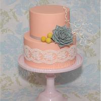 Vintage Succulent Wedding Cake