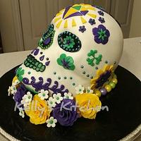 Sugar skull wedding cake