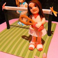 Girlie tennis theme cake 