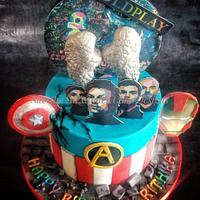Avengers and coldplay themed cake