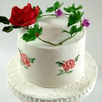 Cake with painted Bulgarian embroidery