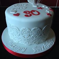 Edible lace birthday cake