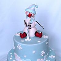 Winter cake and little snowman 