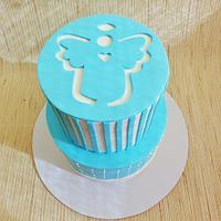 Blue baptism cake