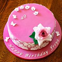Stencil Pink cake with Rose