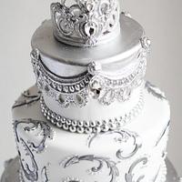  Silver Crown  wedding Cake