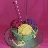 knitting basket cake