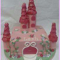 Girls Birthday Pink Castle Cake