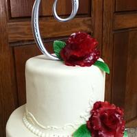 Ivory Wedding with Red Sugar Roses