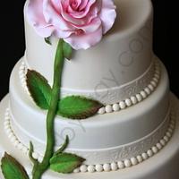 Single Rose Wedding Cake