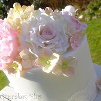 Peony and Rose wedding cake