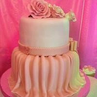 Pink Quinceanera Cake with Cupcakes