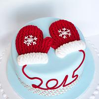 Christmas cake with mittens