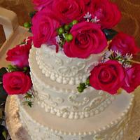 Pink Passion buttercream wedding cake