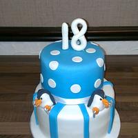 18th birthday penguin cake