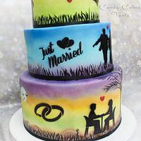 colorful airbrushed cake 