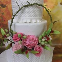 Floral Hoop Wedding Cake