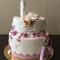 Christening cake and cookies for little girl