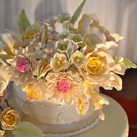 "Gardenia" A two tier simple golden wedding cake 