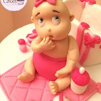 Girlish Pink Baby Shower Cake