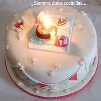 Birthday cake with bunting guirnarlda
