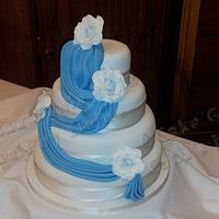 Swag and Rose Wedding Cake