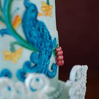 Rosemaling Wedding Cake