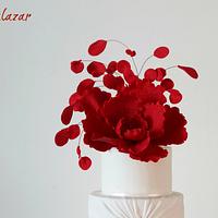 Red Fantasy Flower Cake