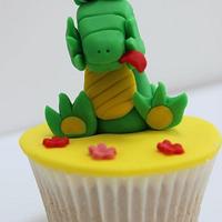 Reptile theme birthday cupcake tower