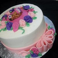 Ribbons and Roses Baby Shower Cake