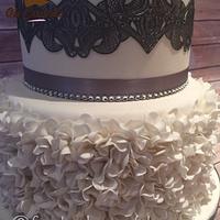Grey Ruffles wedding cake