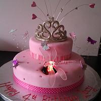 2 tier princess and butterfly cake