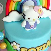 Hello Kitty Garden Theme Cake for 1st Birthday