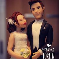Wedding Cake with Bride and Groom Topper