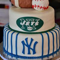 Yankees and Jets grooms cake