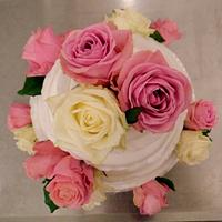 Ruffled Wedding Cake with Roses