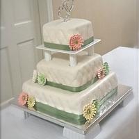 Square quilted wedding cake